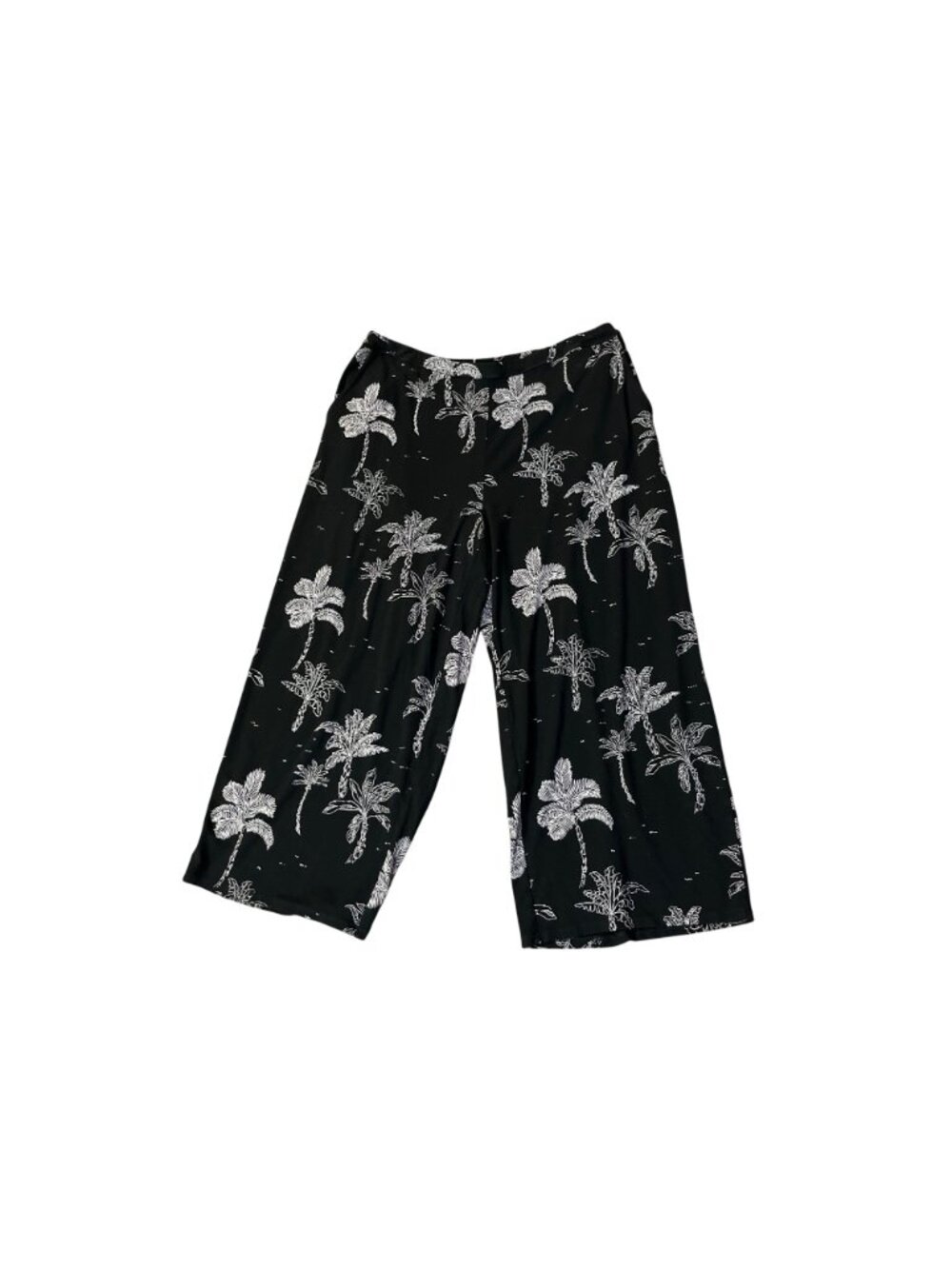 J Jill Wearever Crop Pants L Black Tropical Wide Leg Pull On Used - Picture 3 of 14